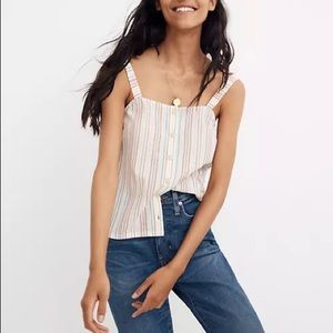 Madewell Button Front Cami Tank Top Multicolor Rainbow Stripe Womens Medium